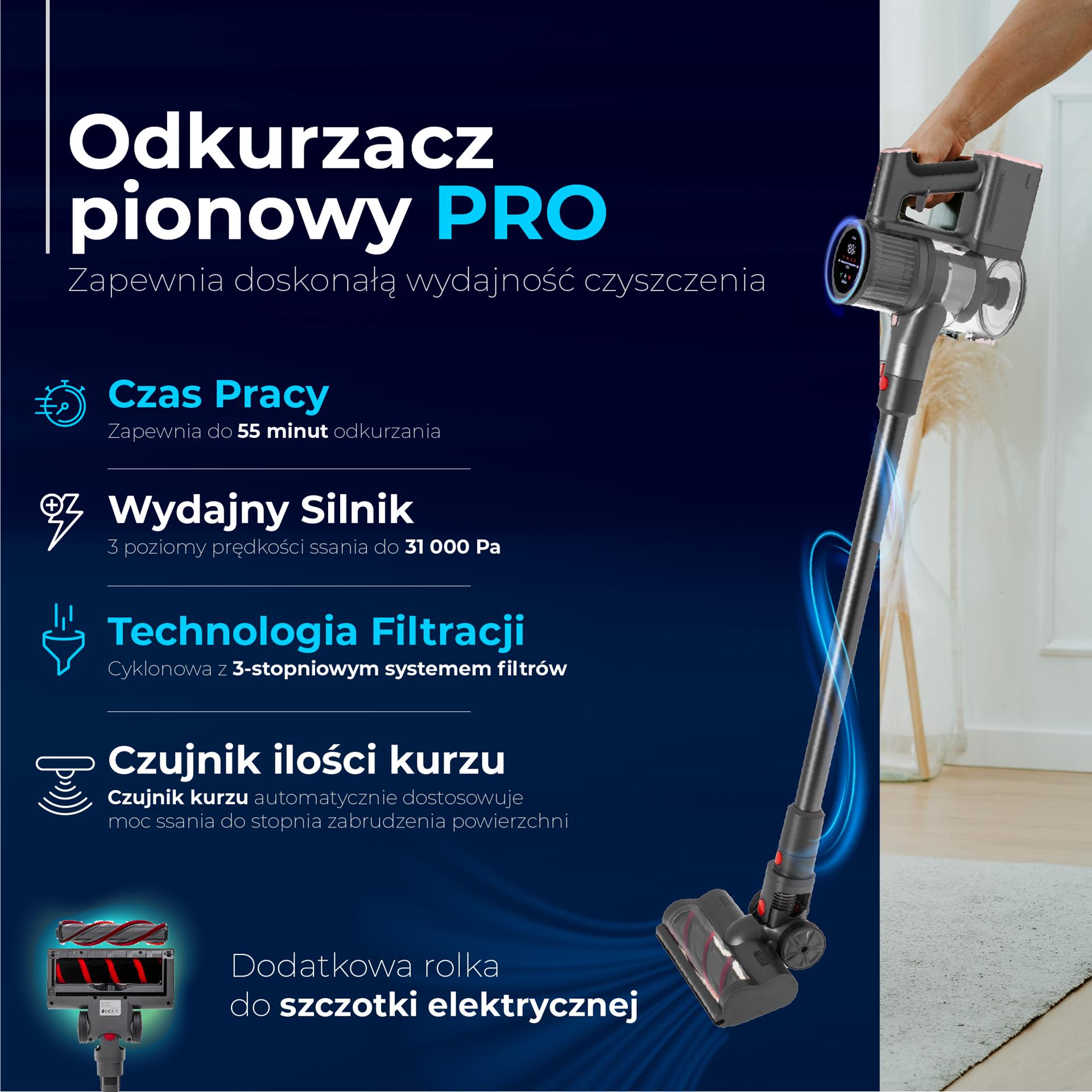 Odkurzacz bezprzewodowy Adler PRO LED AD 7062 - wszechstronność