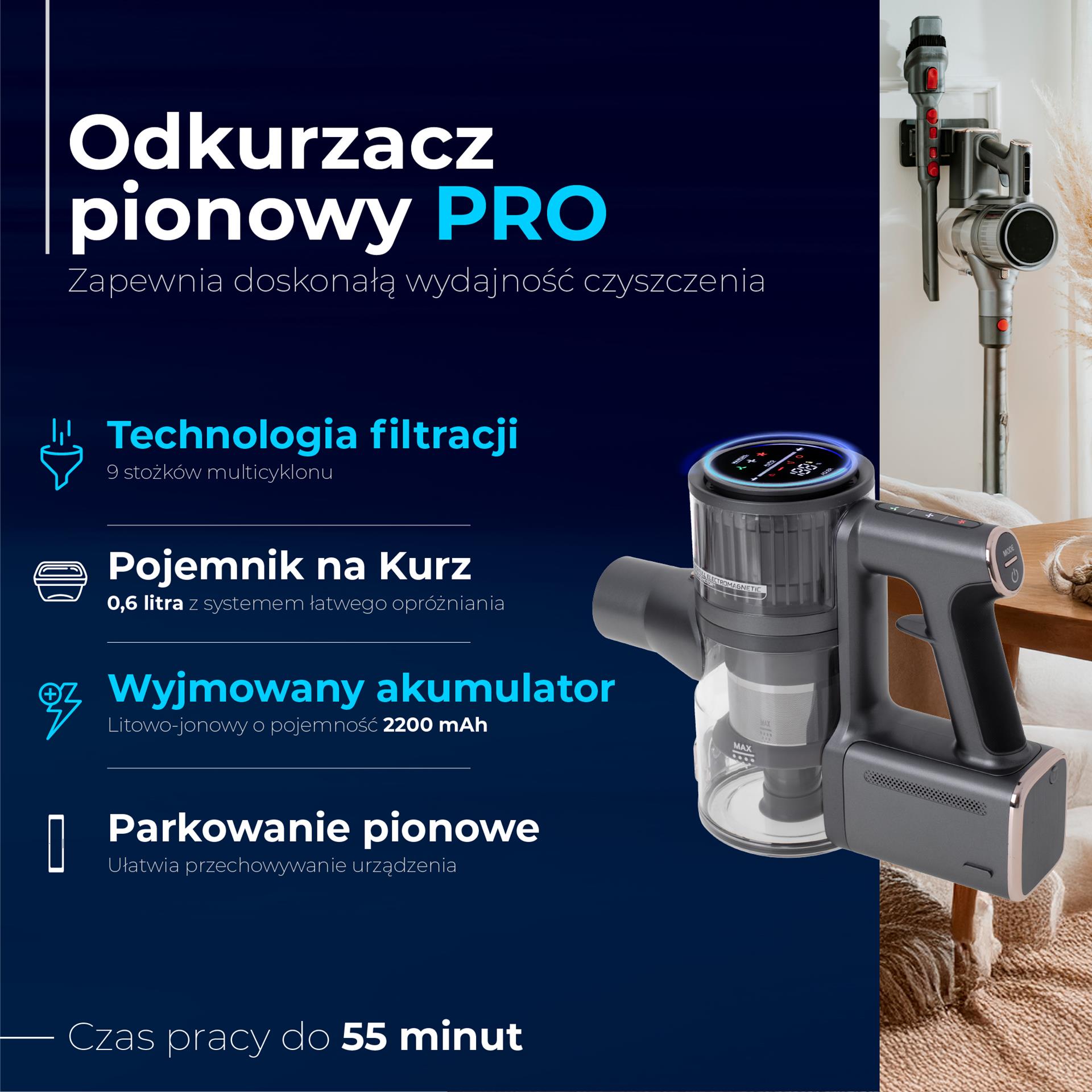 Odkurzacz bezprzewodowy Adler PRO LED AD 7062 - akcesoria
