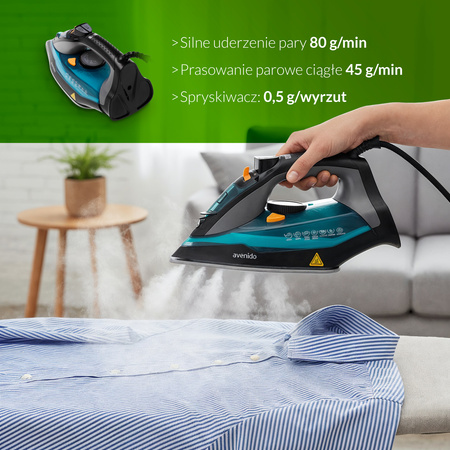 Żelazko parowe 3000W ceramiczne, 5 funkcji, 4 systemy ochrony avenido AV 5046