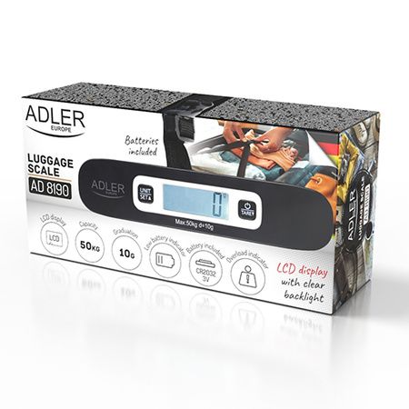 Elektroniczna Waga do Bagażu 50 kg, Kompaktowa i Lekka, Adler AD 8190