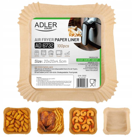 200x WKŁAD AIR FRYER Papier wkłady papierowe do frytkownicy beztłuszczowej