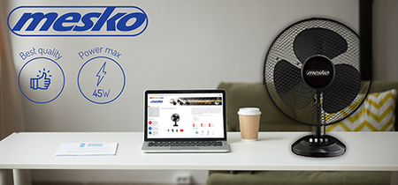 Wentylator Biurkowy 40 cm, Cicha Praca, Regulacja Kierunku Powietrza - Mesko MS 7310