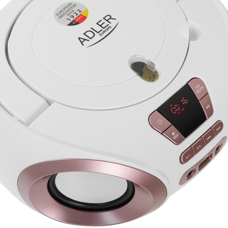 Radio boombox CD MP3, FM, USB, AUX, przenośny Adler AD 1181 WC