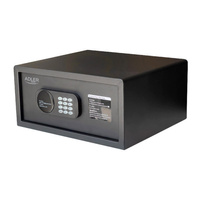 Mini sejf domowy hotelowy zamek elektroniczny klawiatura wyświetlacz I klasa odporności Adler AD1045