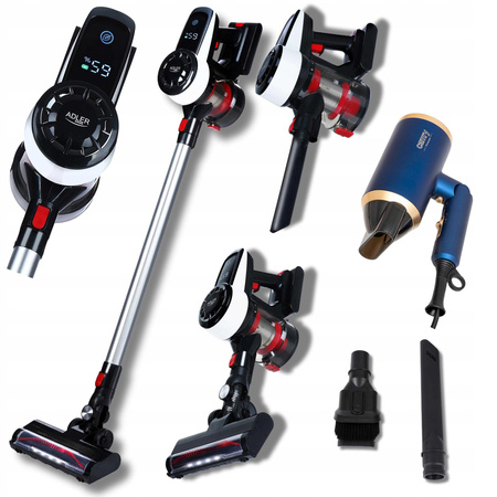 Odkurzacz bezprzewodowy pionowy ręczny 3w1 bezworkowy cyklonowy z elektroszczotką Adler AD 7048
