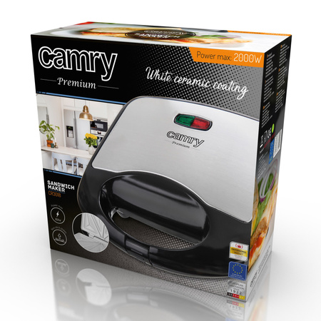Opiekacz do kanapek 850W, na 4 trójkątne tosty, powłoka nieprzywierająca Camry CR 3018