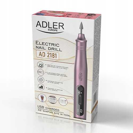 Frezarka do paznokci, 11 frezów,, 5 prędkości, 100 min pracy, USB-C – Adler AD 2181
