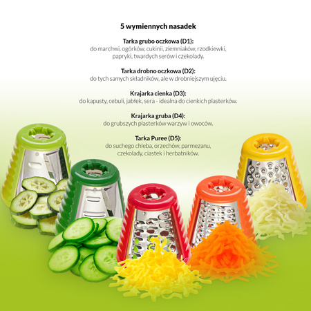 Szatkownica elektryczna do warzyw 150W, 5 nasadek, stojak Avenido AV 4817