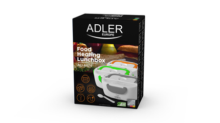 Pojemnik na żywność podgrzewany lunchbox 1.1L, dwukomorowy, 50°C, zasilany sieciowo Adler AD 4474