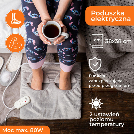 Elektryczna Poduszka Grzewcza Szara 37x37 cm - Adler AD 7403