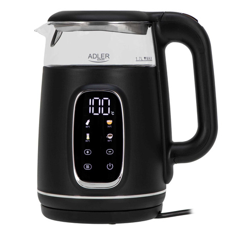 Czajnik elektryczny z regulacją temperatury, szklany, 1.7L 2200W Adler AD 1305 bs