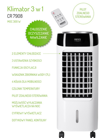 Klimator Camry 3 w 1 z Pilotem, 7L Pojemności - Model CR 7908