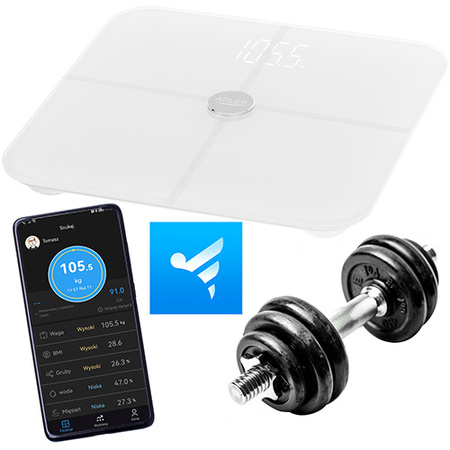 Waga analityczna Smart 180 kg, 12 parametrów, aplikacja FitGo Adler AD 8187