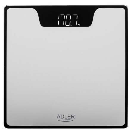 Waga łazienkowa elektroniczna 180 kg, szkło hartowane 6 mm, wyświetlacz LED, Srebrna Adler AD 8174