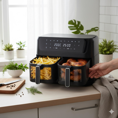 Frytkownica beztłuszczowa 11L, 2 kosze, Air Fryer 2700W, 8 programów Adler AD 6324