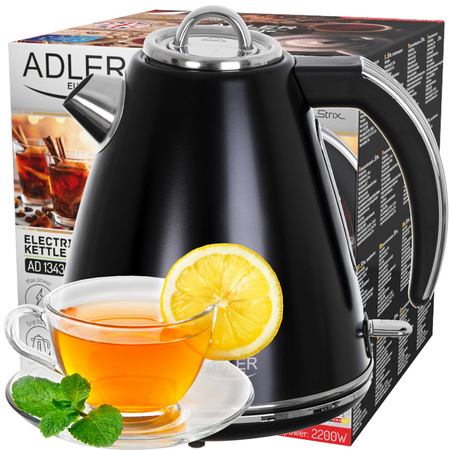 Czajnik elektryczny 1.5L, 2200W, stal nierdzewna, system Strix Adler AD 1343