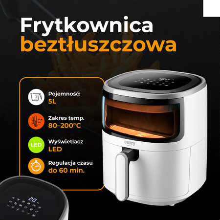 Frytkownica beztłuszczowa 5L, Air Fryer 2000W, 12 programów Camry CR 6313