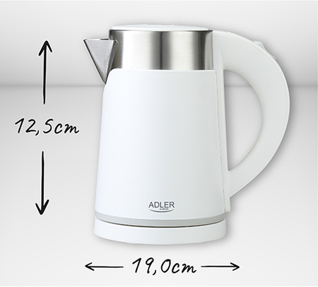 Czajnik elektryczny 800W, 0.6L, podwójna ścianka, płaska grzałka Adler AD 1372
