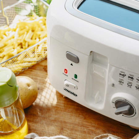 Frytkownica elektryczna, frytownica tłuszczowa 2,5L, 1800W, filtr, wyjmowany pojemnik, ochrona – Mesko MS 4908G