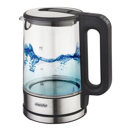 Szklany Czajnik z Regulacją Temperatury 1,7 L, Czarny | Mesko MS 1301