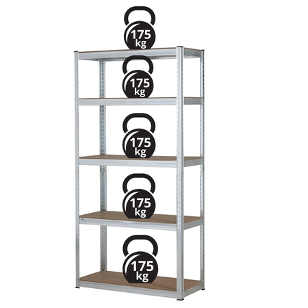 Regał magazynowy metalowy 180x90x40 cm, 875 kg, ocynkowany, 5 półek Avenido AV 6816