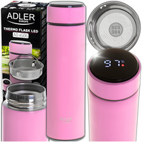 Kubek termiczny Termos z Wyświetlaczem LED Adler 473ml, Różowy - AD 4506