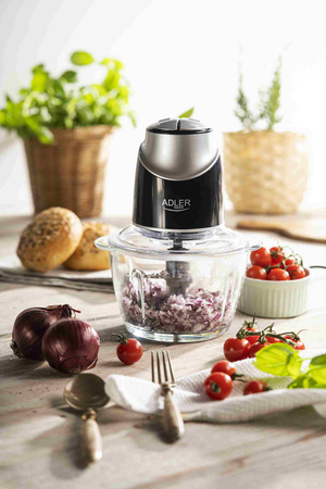 Rozdrabniacz kuchenny, szklana misa 1,2L, 4 ostrza, 550W – Adler AD 4082