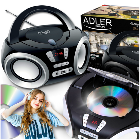 Przenośny boombox z USB, AUX i radiem FM — Adler AD 1181
