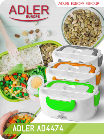 Pojemnik na żywność podgrzewany lunchbox 1.1L, dwukomorowy, 50°C, zasilany sieciowo Adler AD 4474