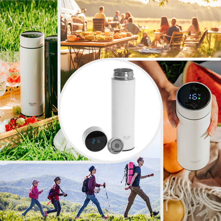 Kubek termiczny Termos LED Biały 473ml Do Kawy i Herbaty Adler AD 4506