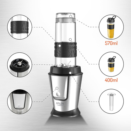 Blender Personalny z Wkładem Chłodzącym, Kompaktowy i Lekki Adler AD 4081