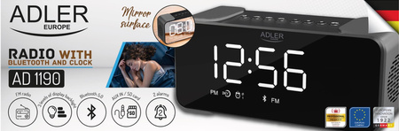 Miedziany Radiobudzik Bezprzewodowy z Funkcją Budzenia FM Adler - Model AD 1190