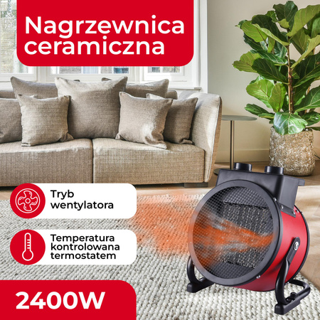 Ceramiczna Nagrzewnica 2400W z Regulacją Temperatury, Kompaktowy Design - Camry CR 7743