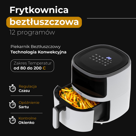 Frytkownica beztłuszczowa 5L, Air Fryer 2000W, 12 programów Camry CR 6313