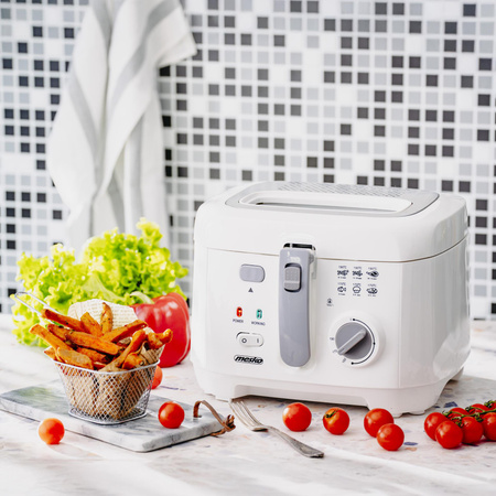 Frytkownica elektryczna, frytownica tłuszczowa 2,5L, 1800W, filtr, wyjmowany pojemnik, ochrona – Mesko MS 4908G