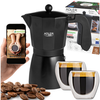 Kawiarka Adler + szklanki AD4429-CR4427
