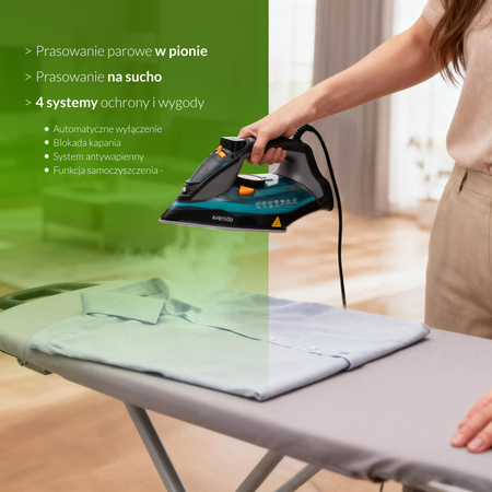 Żelazko parowe 3000W ceramiczne, 5 funkcji, 4 systemy ochrony avenido AV 5046