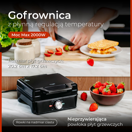 Gofrownica 2000W, XXL, 2 duże gofry, regulacja temperatury Adler AD 3088