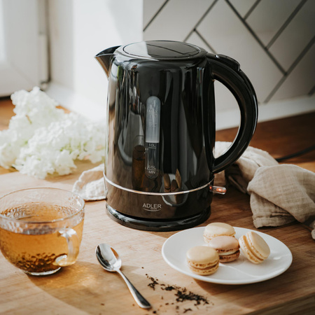 Czajnik elektryczny 2200W, 1.7L, płaska grzałka, filtr antywapienny Adler AD 1385 Black