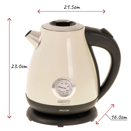 Czajnik metalowy z termometrem 1,7L, 2200W, stal szlachetna, analogowy wskaźnik – Camry CR 1344