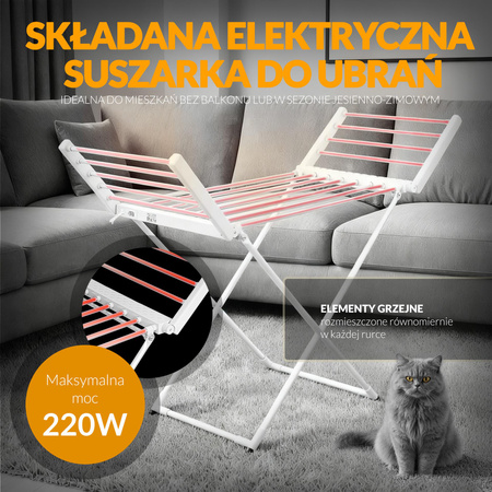 Elektryczna suszarka na pranie, 18 podgrzewanych prętów,  avenido AV 7830