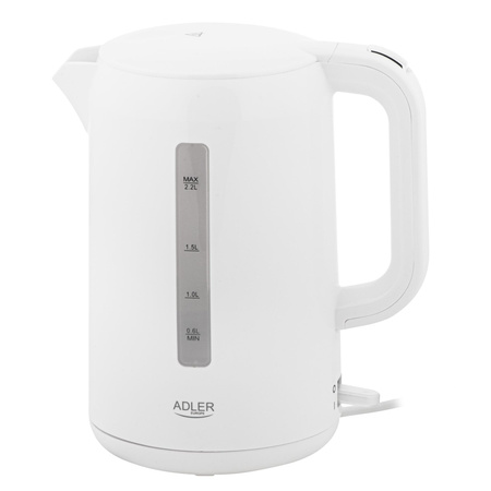 Czajnik elektryczny 2,2L, 2200W, biały, filtr, bezpiecznik – Adler AD 1386