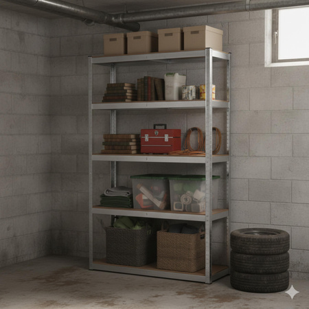 Regał magazynowy metalowy 180x90x40 cm, 875 kg, ocynkowany, 5 półek Avenido AV 6816