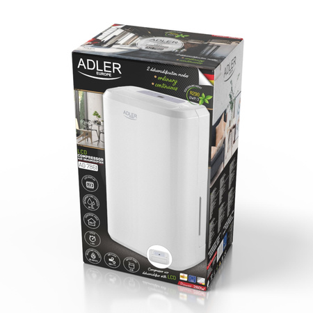 Osuszacz Powietrza 10L/24h z LCD Wyświetlaczem, Kompresorowy, Adler AD 7861