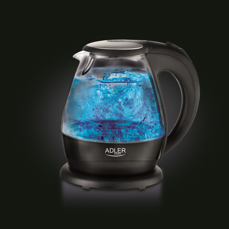 Czajnik elektryczny szklany 1,5L, 2200W, obrotowa podstawa, filtr – Adler AD 1224
