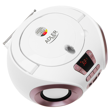 Radio boombox CD MP3, FM, USB, AUX, przenośny Adler AD 1181 WC