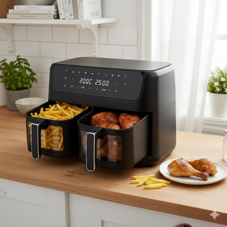 Frytkownica beztłuszczowa 11L, 2 kosze, Air Fryer 2700W, 8 programów Adler AD 6324