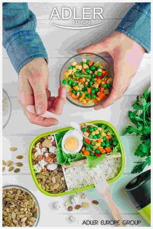 Pojemnik na żywność podgrzewany lunchbox 1.1L, dwukomorowy, 50°C, zasilany sieciowo Adler AD 4474