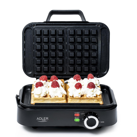 Gofrownica na 2 duże gofry 2000W Powłoka nieprzywierająca Płynna regulacja Adler AD 3065