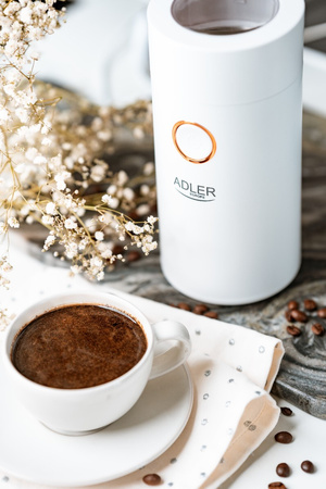 Młynek do Kawy Biały Złoty, Kompaktowy Design, Wydajna Moc - Adler AD 4446